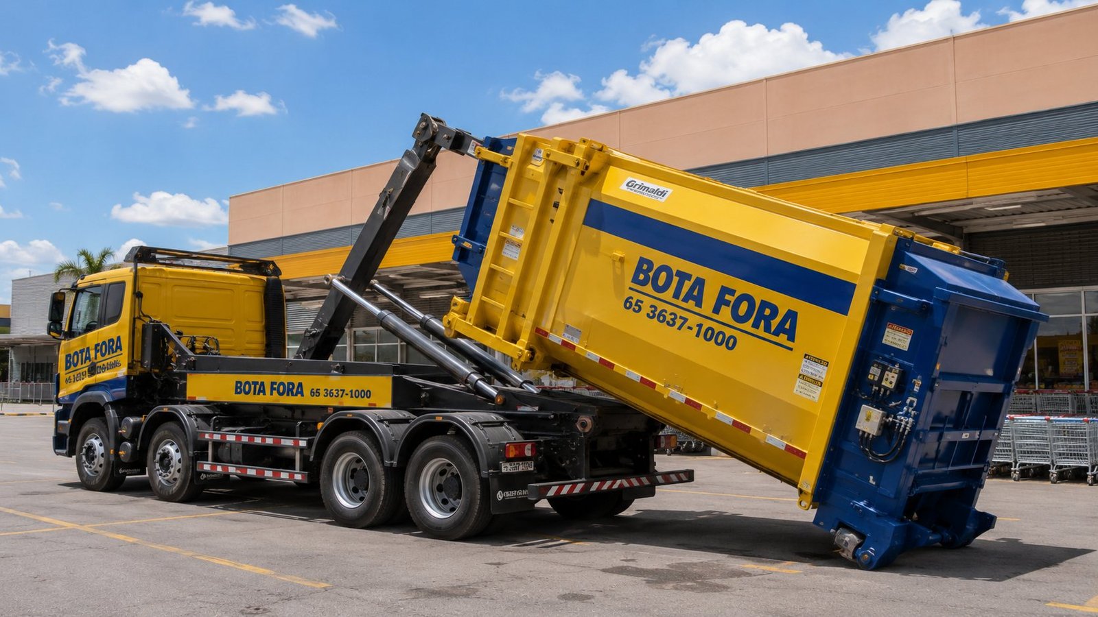 Caminhão com caçamba roll-on Bota Fora para indústria e comércio